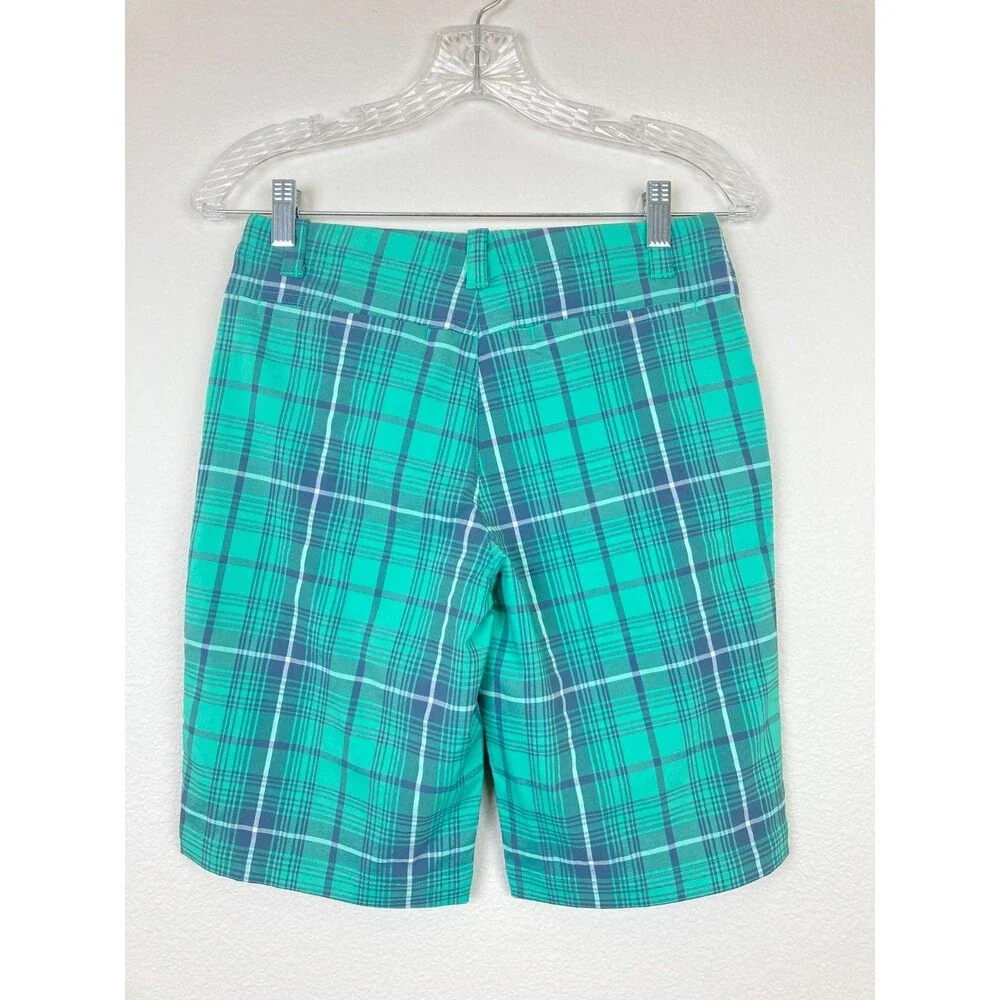 Nike Golf Boys Tour Performance Shorts Size M Dri Fit Green Gray Plaid NWT $55